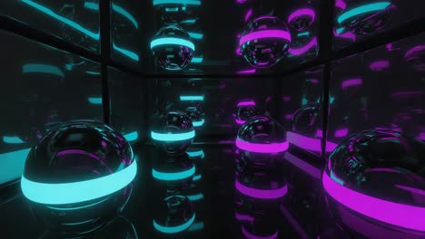 abstract 3d rendering of spheres with neon lights