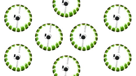 circular pattern with green plants