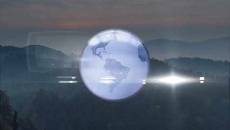 animation of planet earth over mountains view