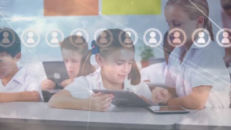 animation of data processing over diverse students using tablets