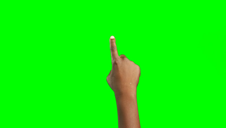 Person-making-hand-gesture-against-green-screen-background