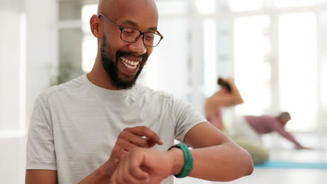 check, smart watch and black man tracking fitness