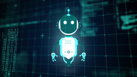 animación del procesamiento de datos de chat bot de inteligencia artificial sobre un fondo oscuro