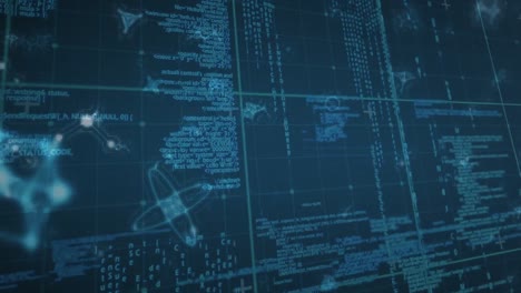 animation of data processing and molecules in blue space