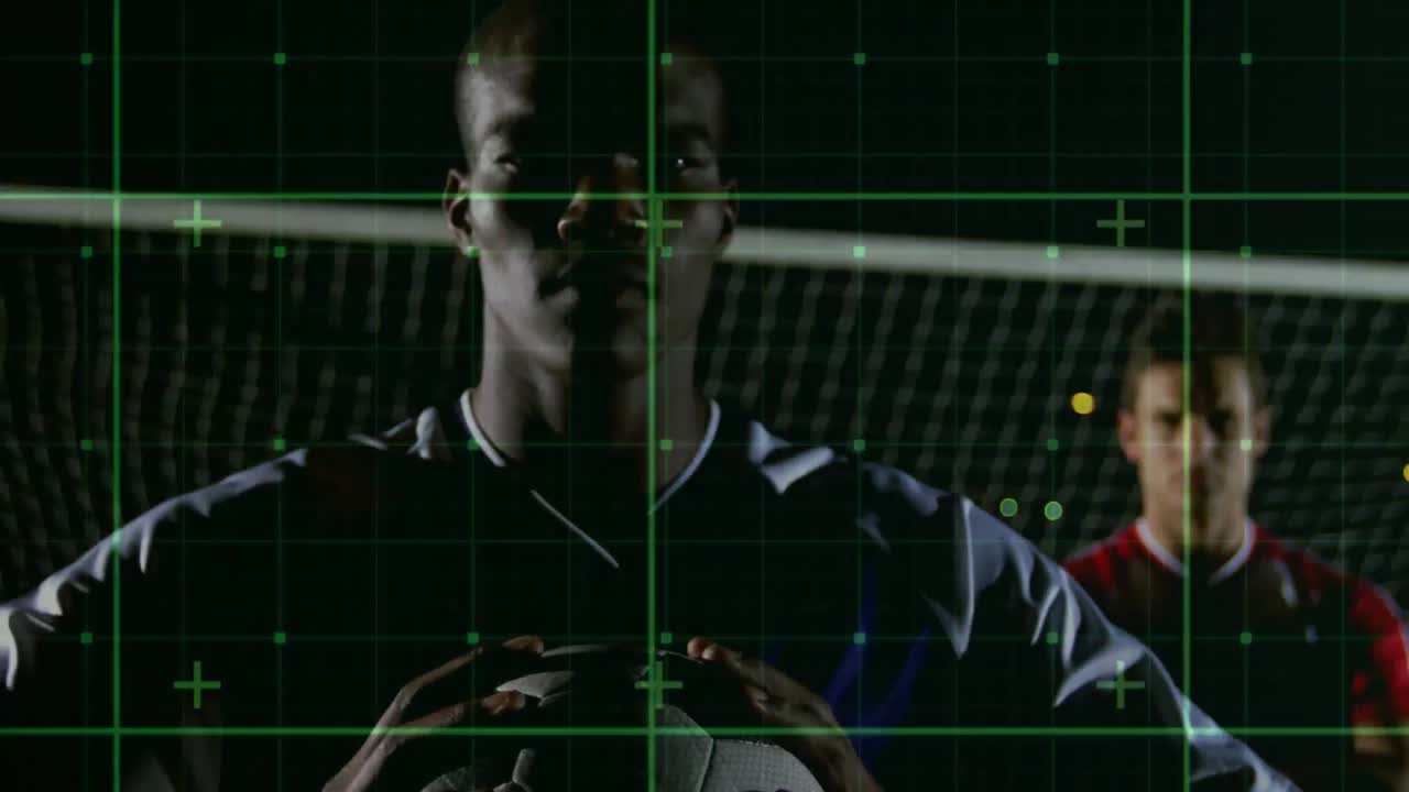 Network connected points with soccer players