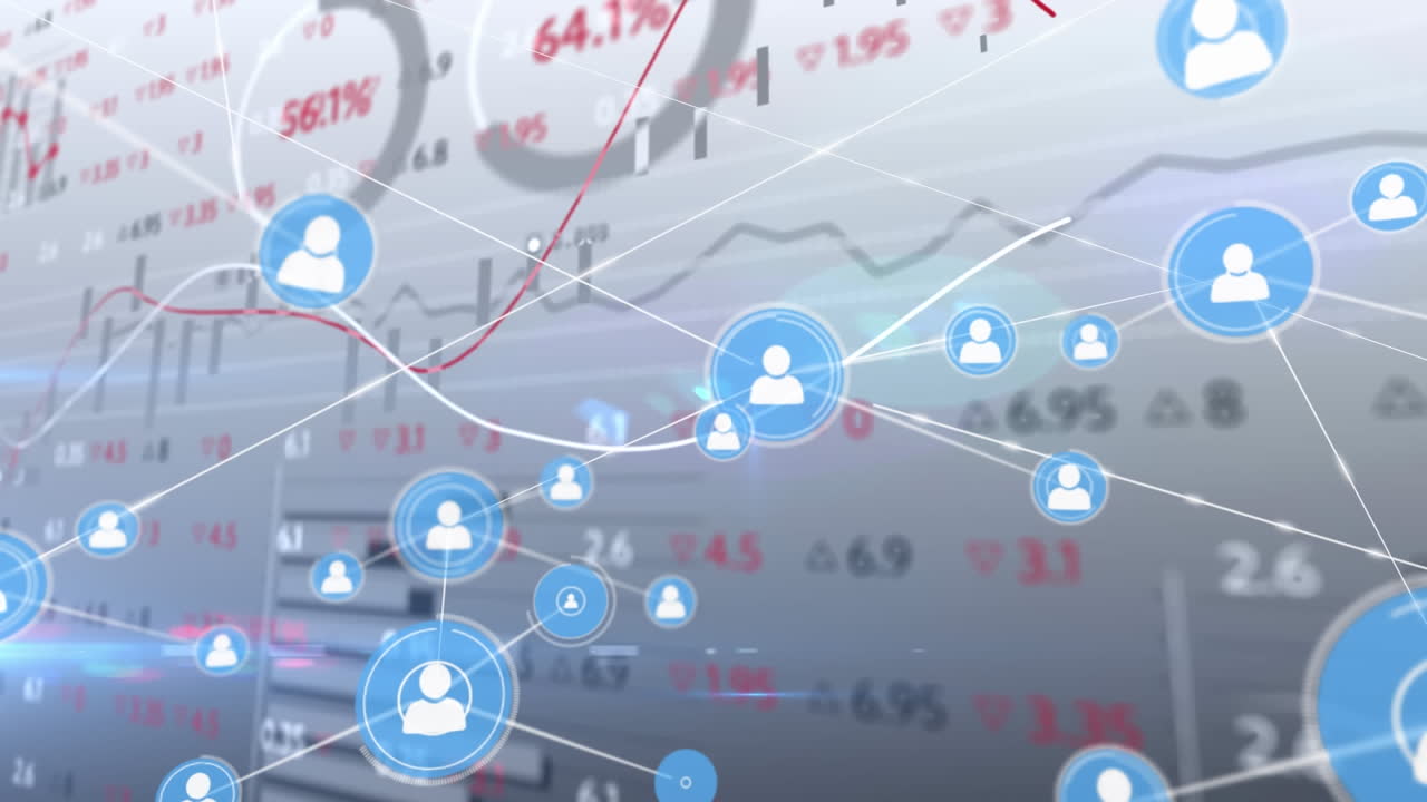 데이터 처리에 대한 아이콘으로 연결 네트워크의 애니메이션