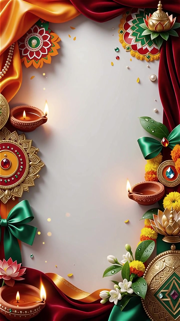 Sfondo del Festival Diwali con lanterne e decorazioni tradizionali Diyas.