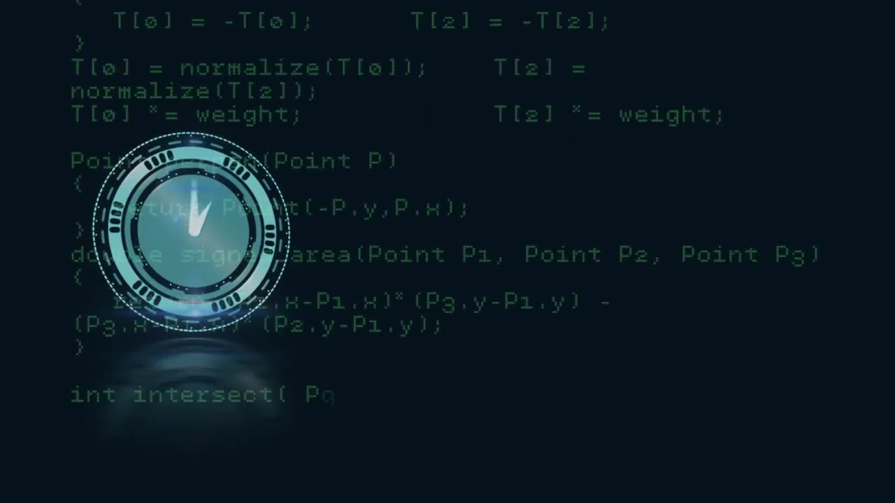 animación de un reloj que se mueve rápido sobre el procesamiento de datos digitales