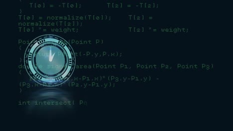 Animación-Del-Reloj-Moviéndose-Rápidamente-Sobre-El-Procesamiento-De-Datos-Digitales.