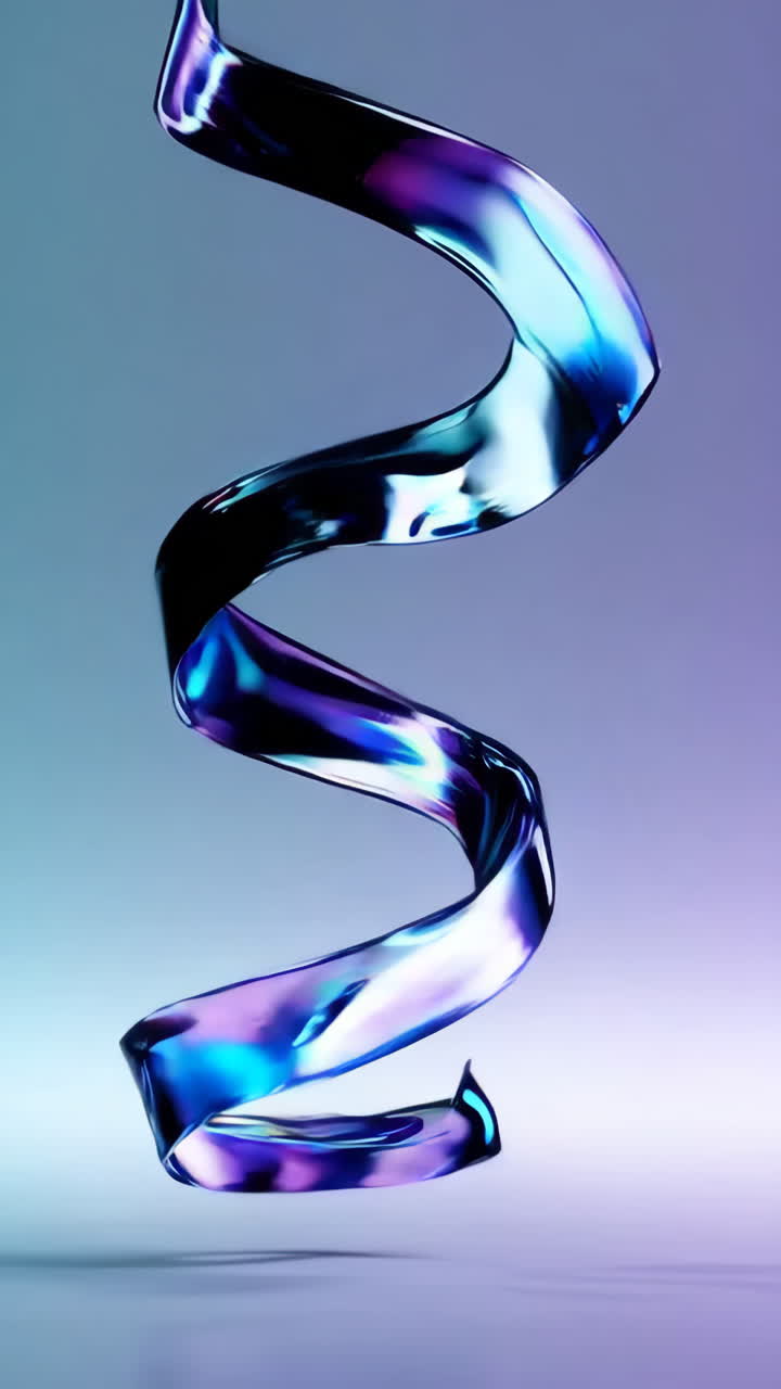 Abstract Swirling Translucent Ribbon with Blue and Purple Hues