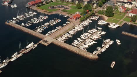 boats in the harbour of kristiansand in norway