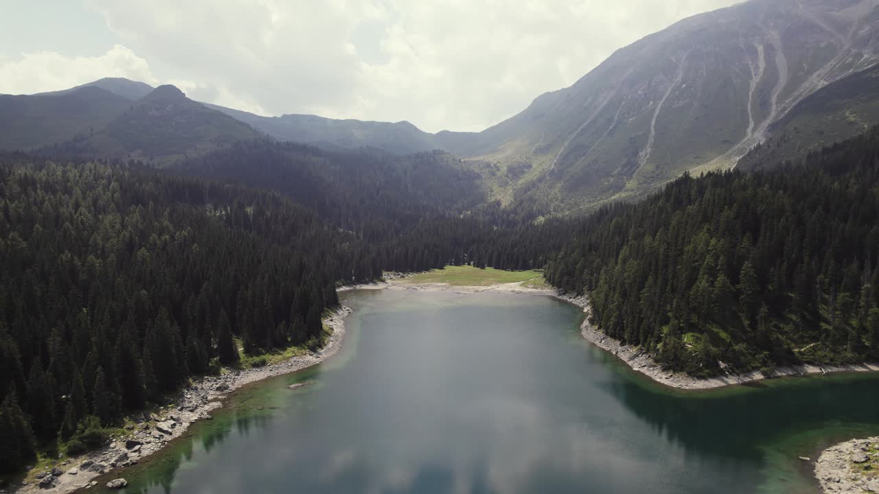 Picturesque aerial of a mountain lake
