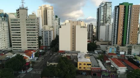 são paulo city in golden hour, buildings and skyline. vila madalena region, streets