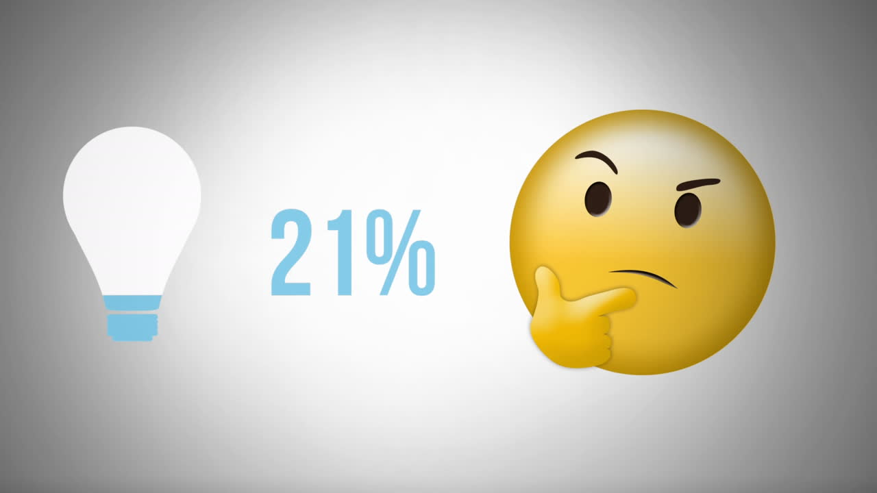 색으로 가득 찬 전구 모양과 숫자 에 있는 이모지