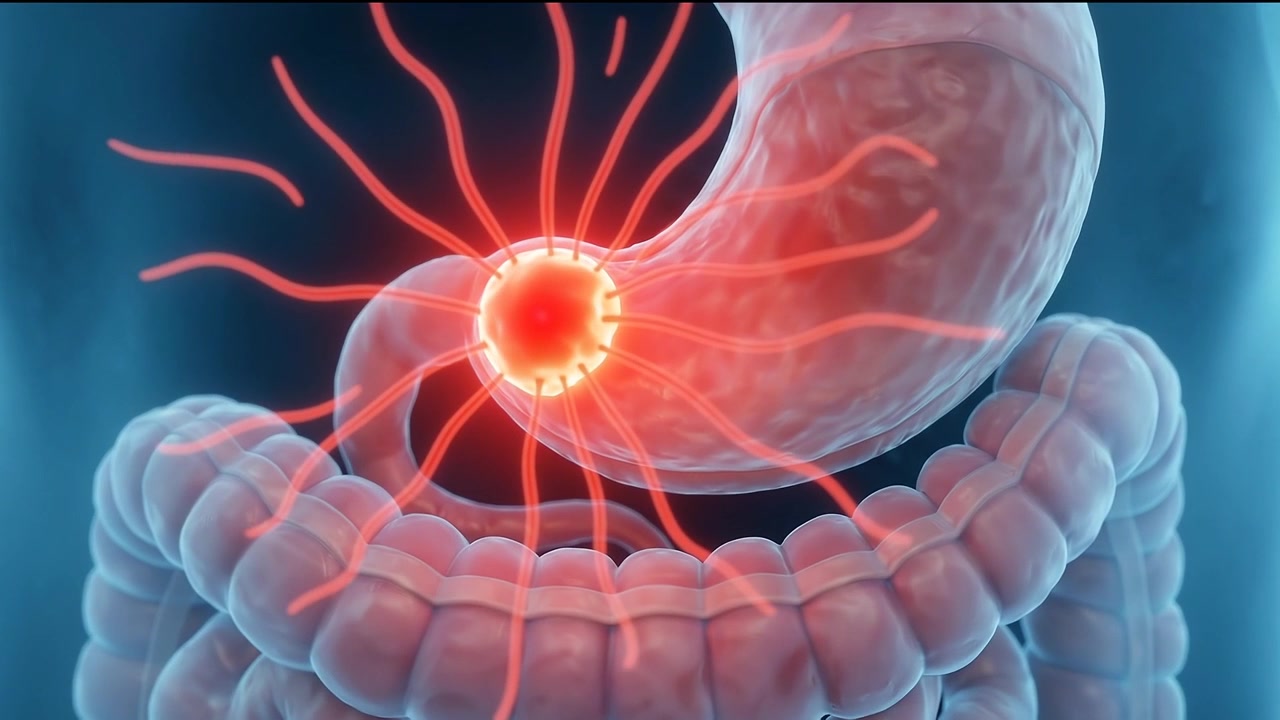 Medical Animation of Stomach Cancer Tumor Growth