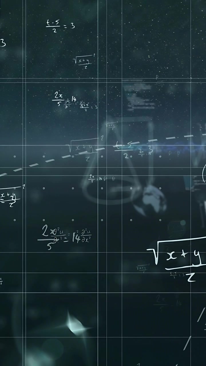 Video verticale: Formule e griglia che reagiscono al bagliore dell'obiettivo, spostandosi e rivelando una fiaschetta per l'analisi
