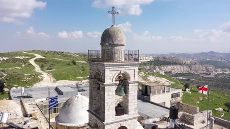 mar elias monastery and betlehem in background, aerial view