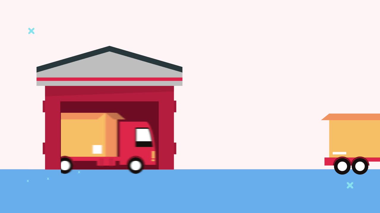 창고와 트럭을 가진 배달 물류 서비스