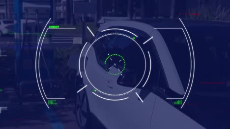 Animación-Del-Procesamiento-De-Datos-De-Un-Escáner-Circular-Sobre-Un-Vehículo-Eléctrico-Híbrido-En-El-Punto-De-Carga.