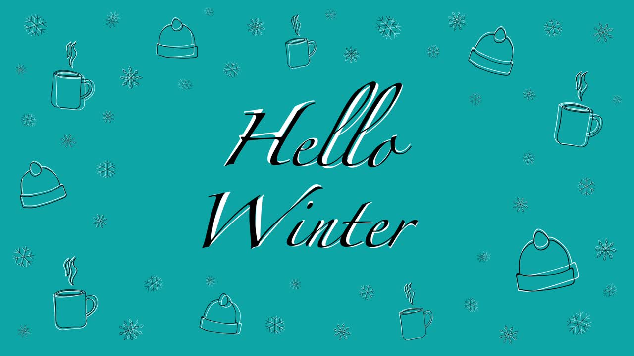 헬로 윈터 루프 애니메이션. 계절 템플릿 배경
