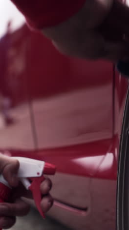 red car detailing and wheel close-up