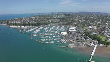 overview of half moom bay in east of auckland, new zealand