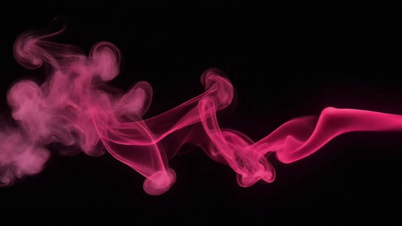 Fumo rosa astratto vorticoso su sfondo nero