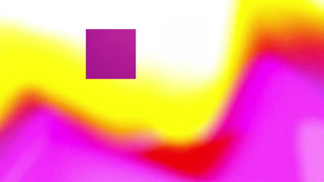 Animación-De-Un-Cubo-Morado-Giratorio-Sobre-Un-Fondo-Abstracto-Borroso-De-Color-Rosa,-Amarillo-Y-Blanco.