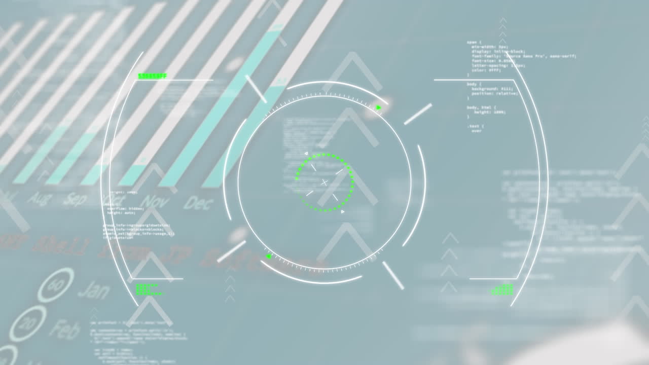 Animation of scope scanning over statistical data processing against blue background