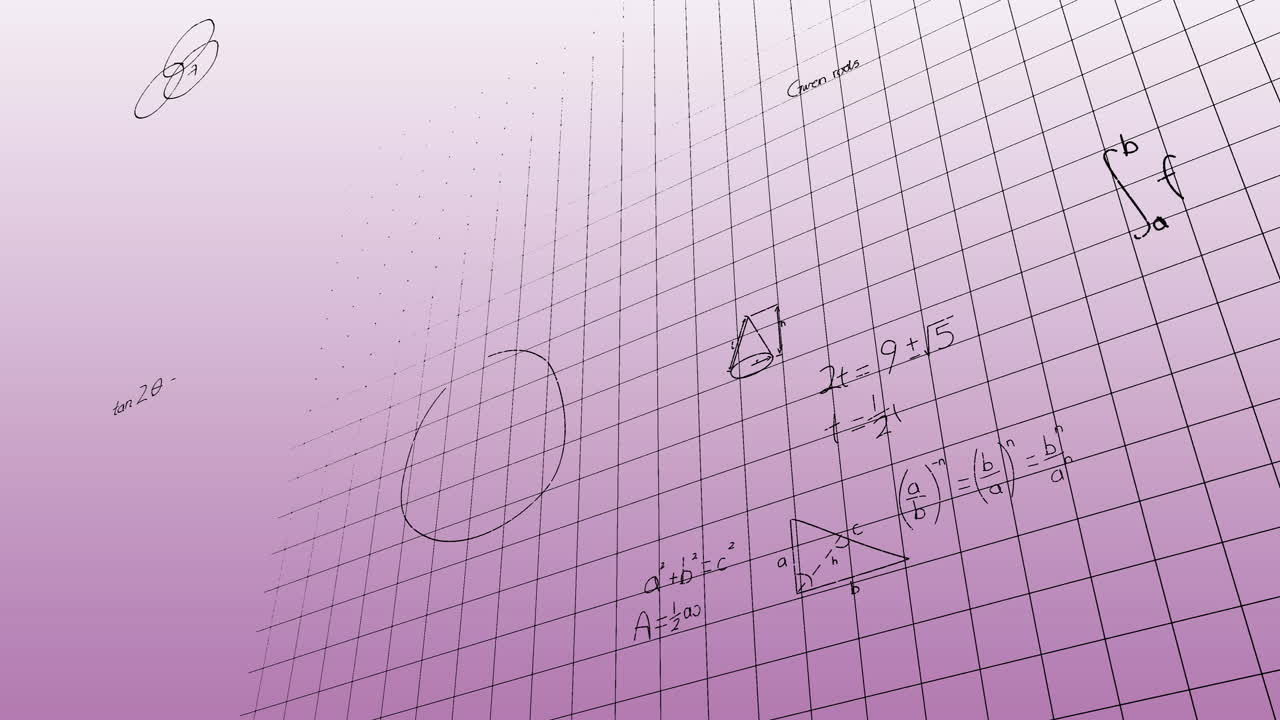핑크색 배경에 수학적 방정식의 애니메이션