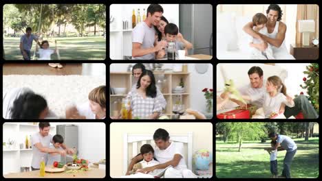 animación de stock de un padre divirtiéndose con su familia