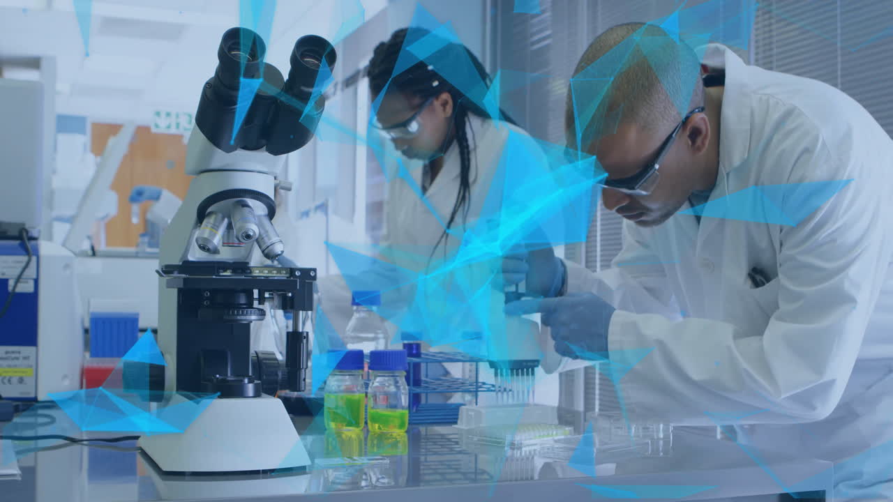 animación de la red de conexiones entre diversos científicos en el laboratorio