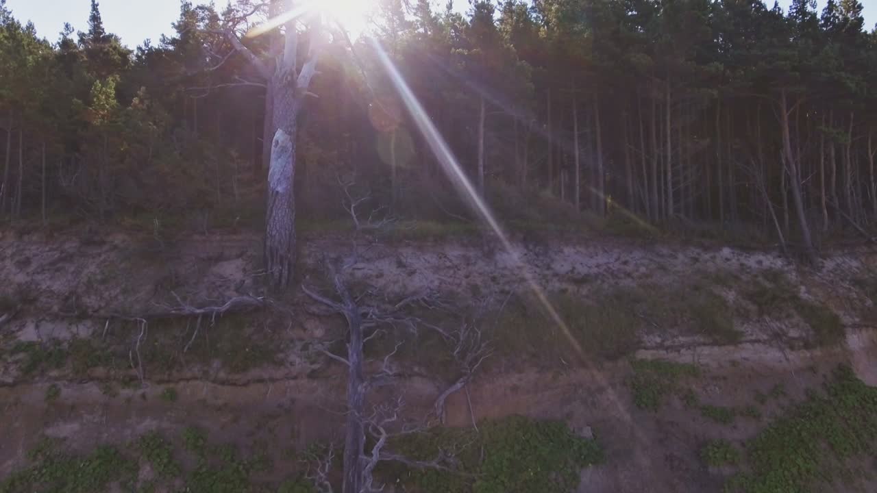 Baltic Sea Coastline Dunes In Latvia, Europe. Aerial Pedestal-Up