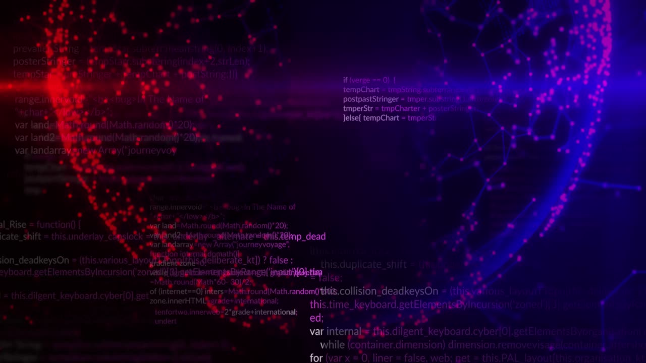 animación del procesamiento de datos y globo sobre fondo negro