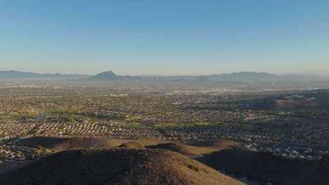 Suburban-Homes-in-a-Nevada-Desert-Valley,-Aerial-Panorama