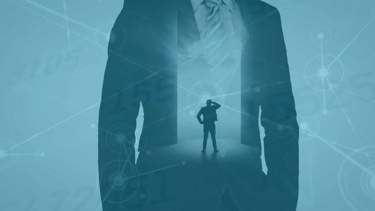 Animation af netværk af forbindelser over kaukasiske forretningsfolk.