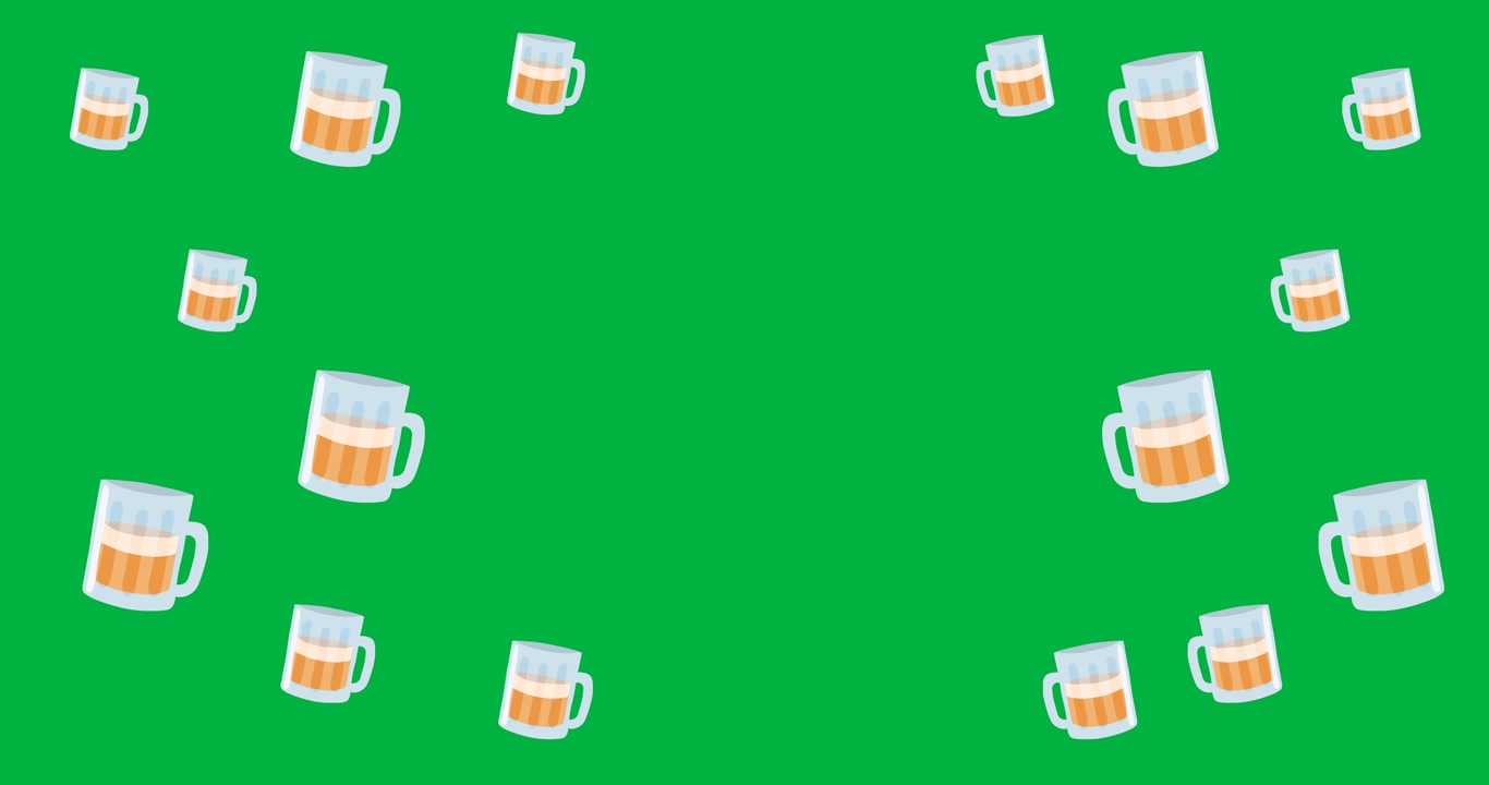 Digital animation of multiple beer pitcher icons with copy space on transparent background