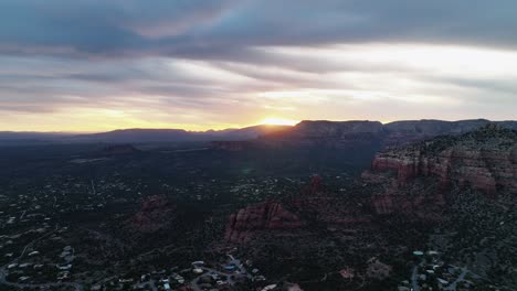 panorama of sedona downtown with red canyons during sunset in arizona, united states