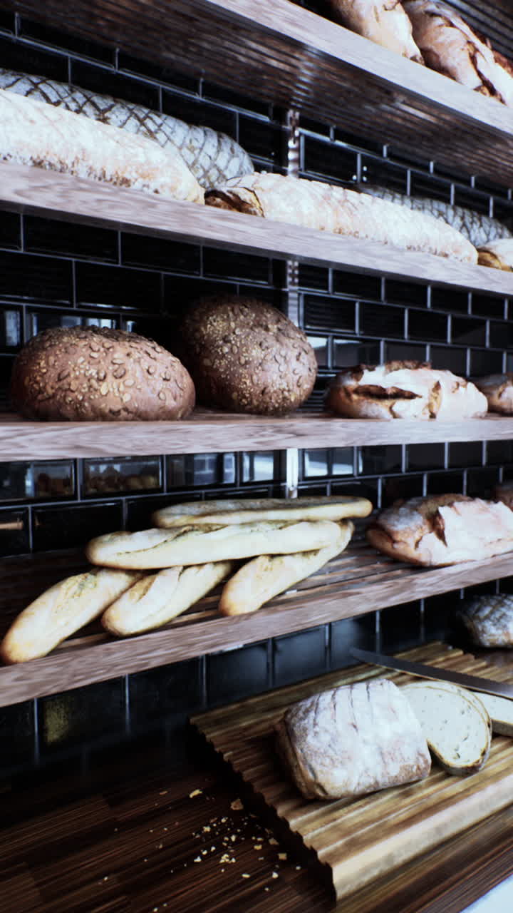 Freshly Baked Bread on Display at a Bakery