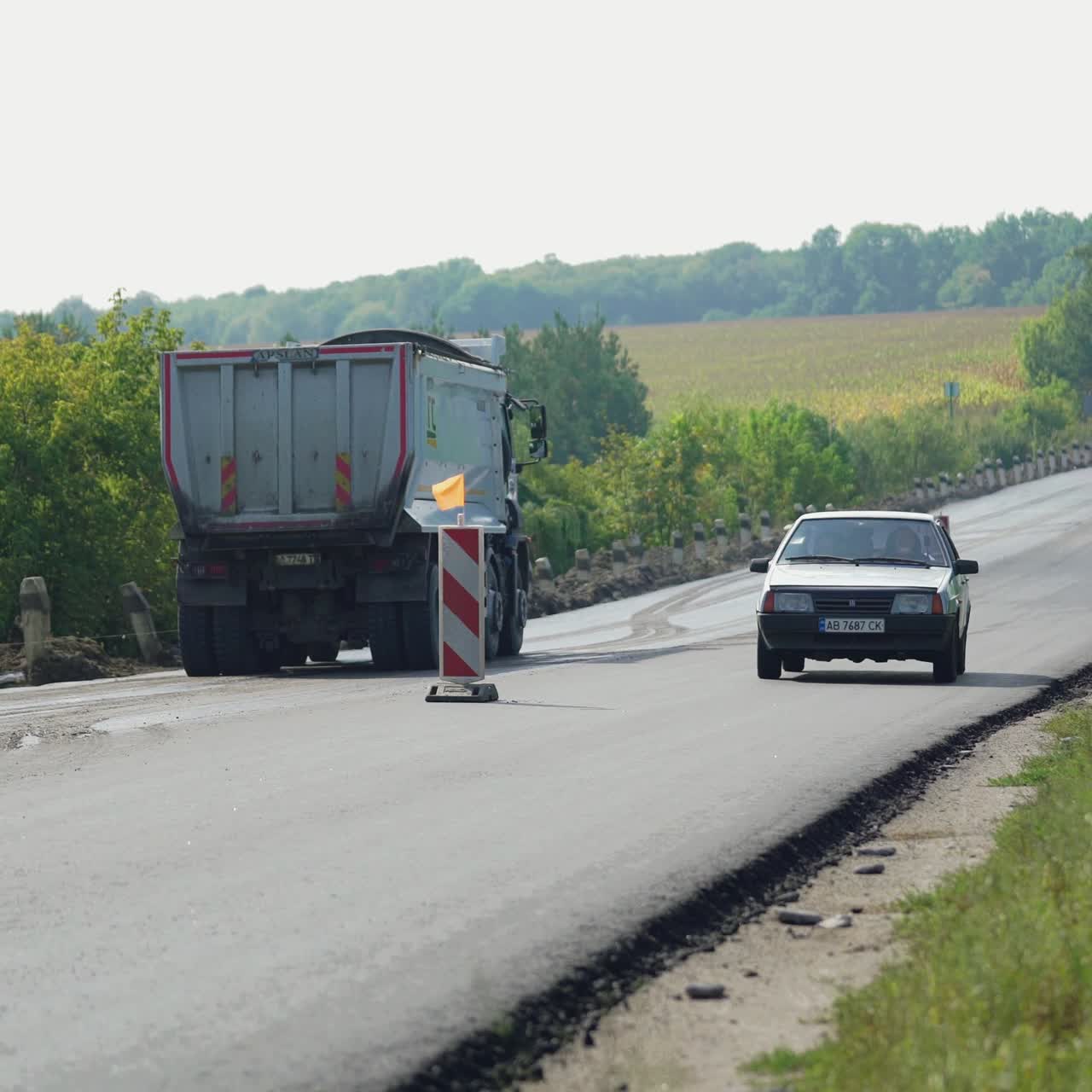 Traffic jam on suburban road