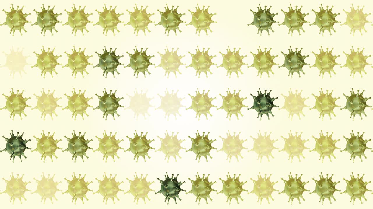 Griglia astratta di virus lampeggianti in verde