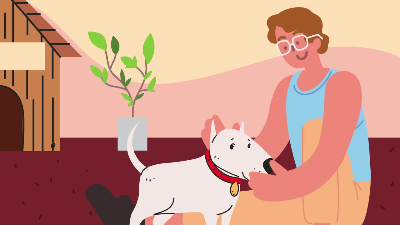 개와 집 애니메이션을 가진 남자