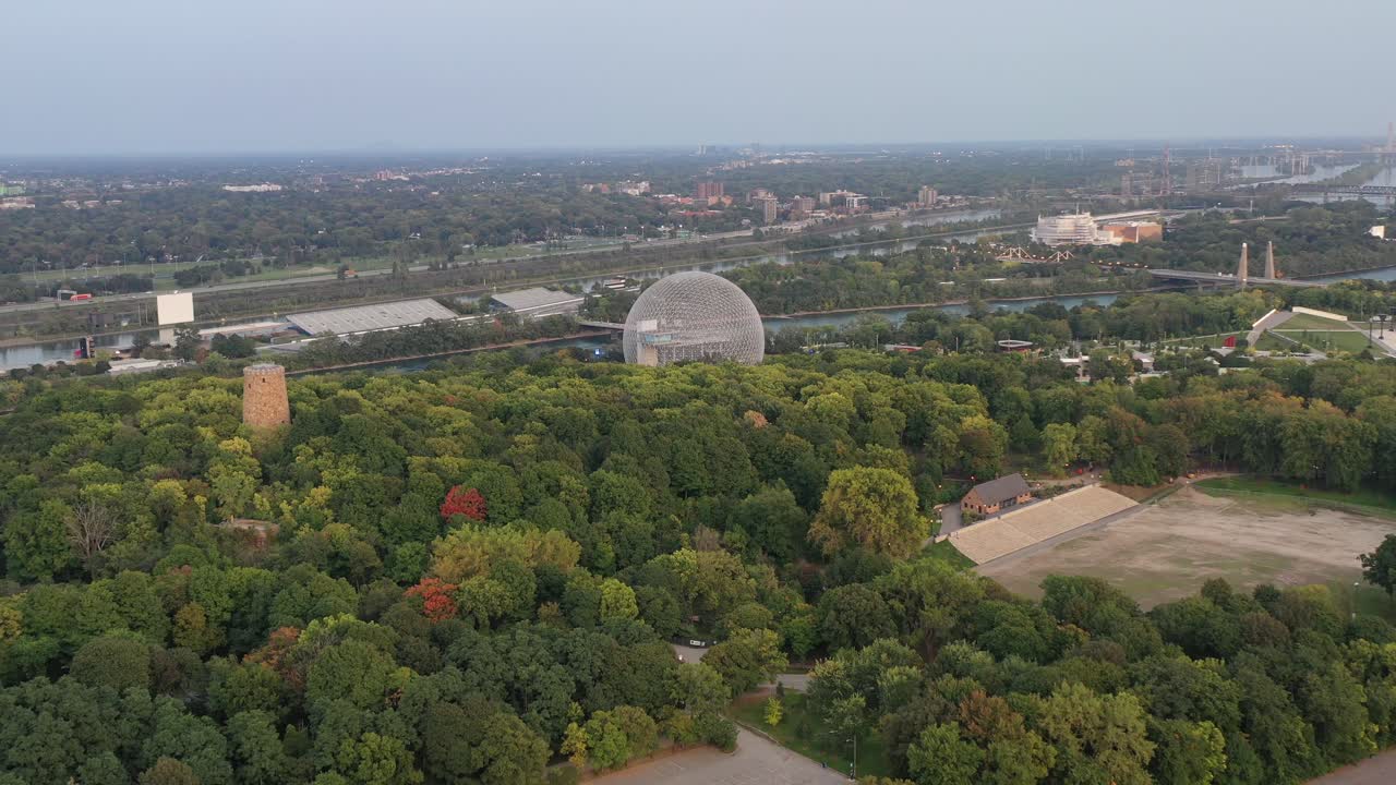 The Biosphere, Environment Museum in Montreal, Quebec aerial view