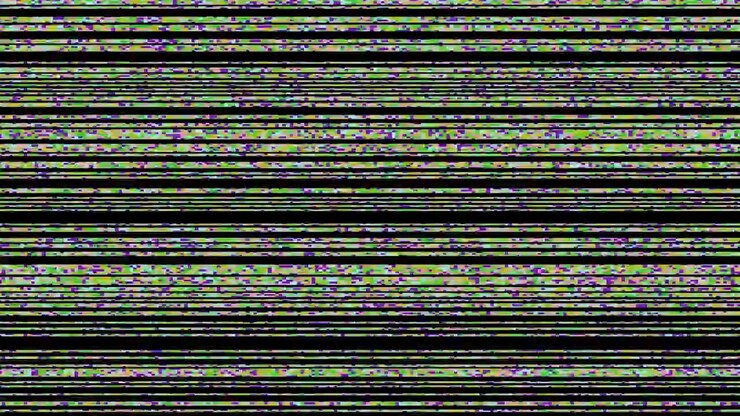 Digital Glitch and Static Noise Effect on Black Background