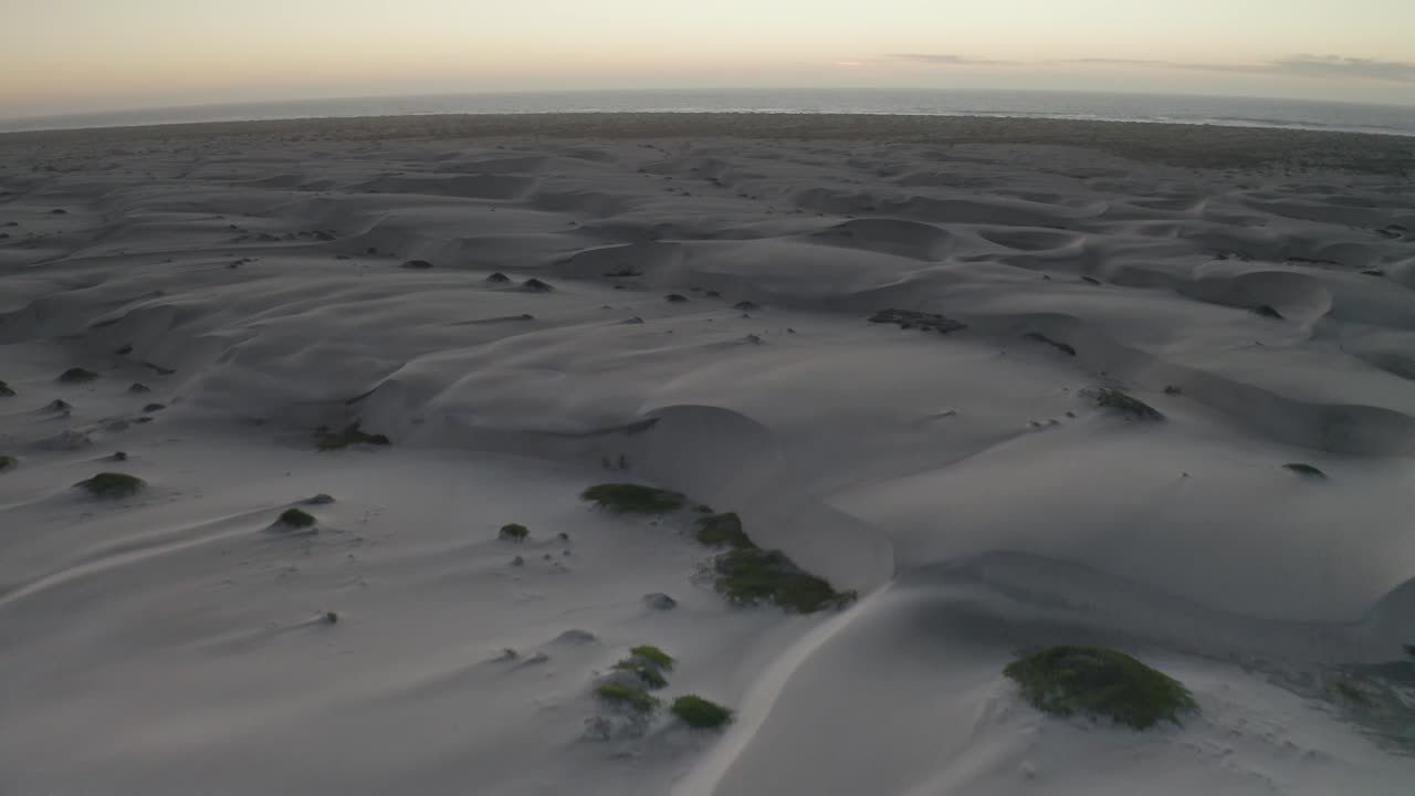Aerial Flight over Sand Dune Desert Landscape of Baja California Sur, Mexico