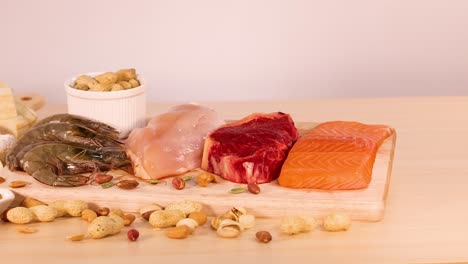 variety of protein-rich foods on a table