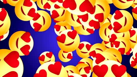 falling hearts eye emoji signs animation, rendering, background, with alpha channel, loop