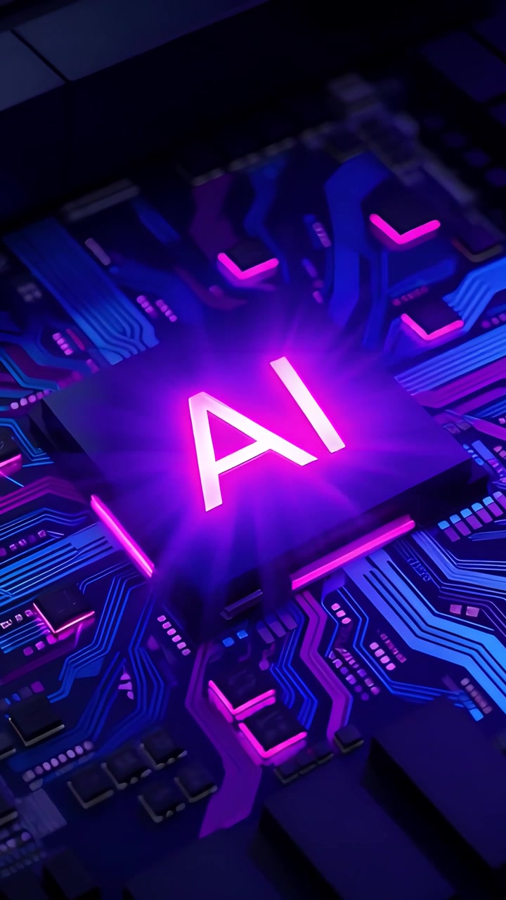 Futuristic AI Chip Motherboard Technology Background 4K