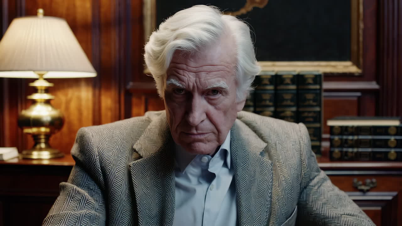 Distinguished Man in a Grand Library