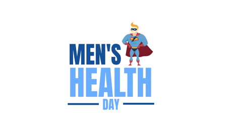 animation of mens health week text over white background